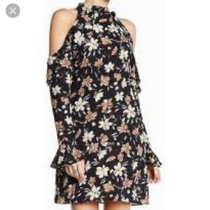 Angie Cold shoulder Bell Sleeve Mini Dress Navy